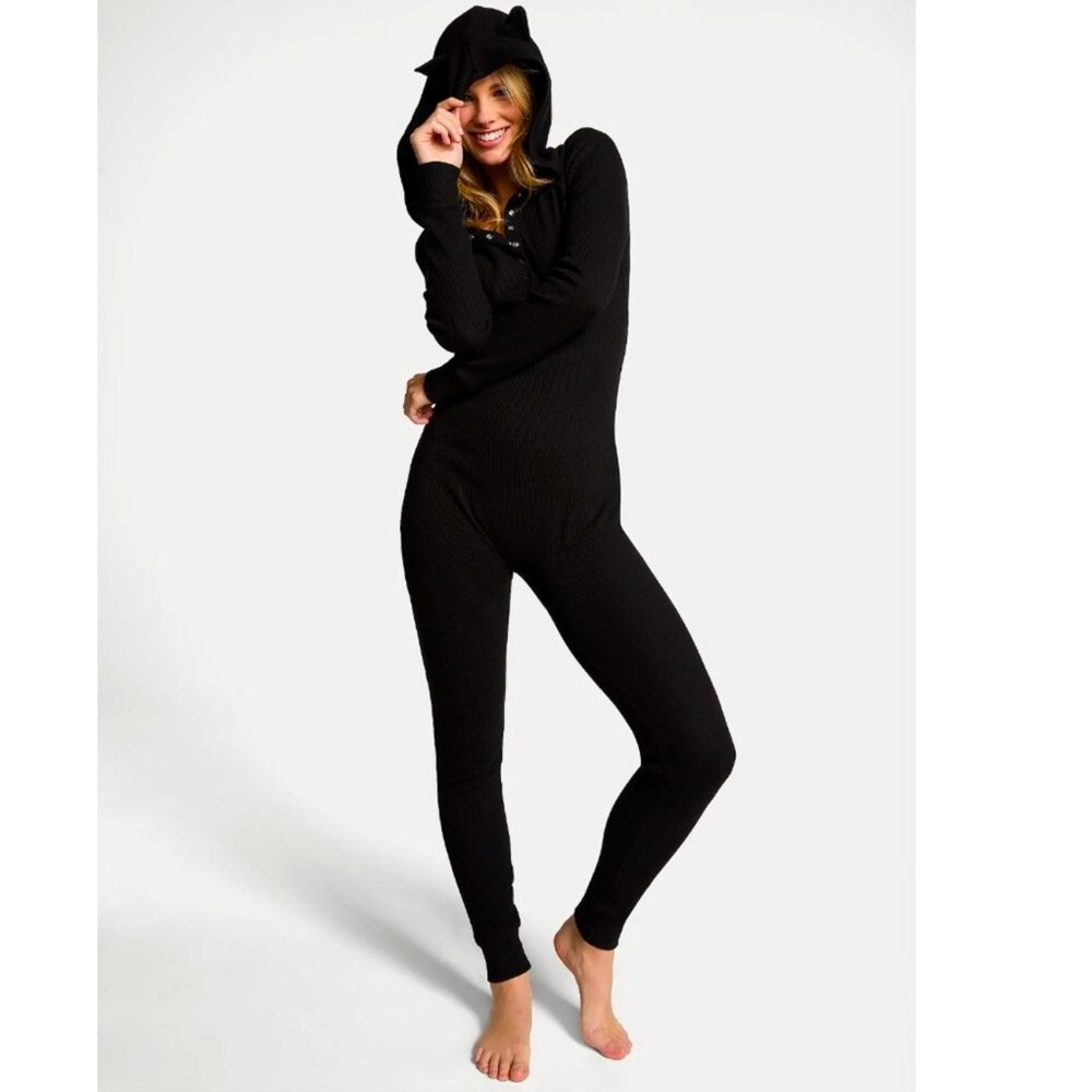 PINK Victoria's Secret Black Hooded Onesie